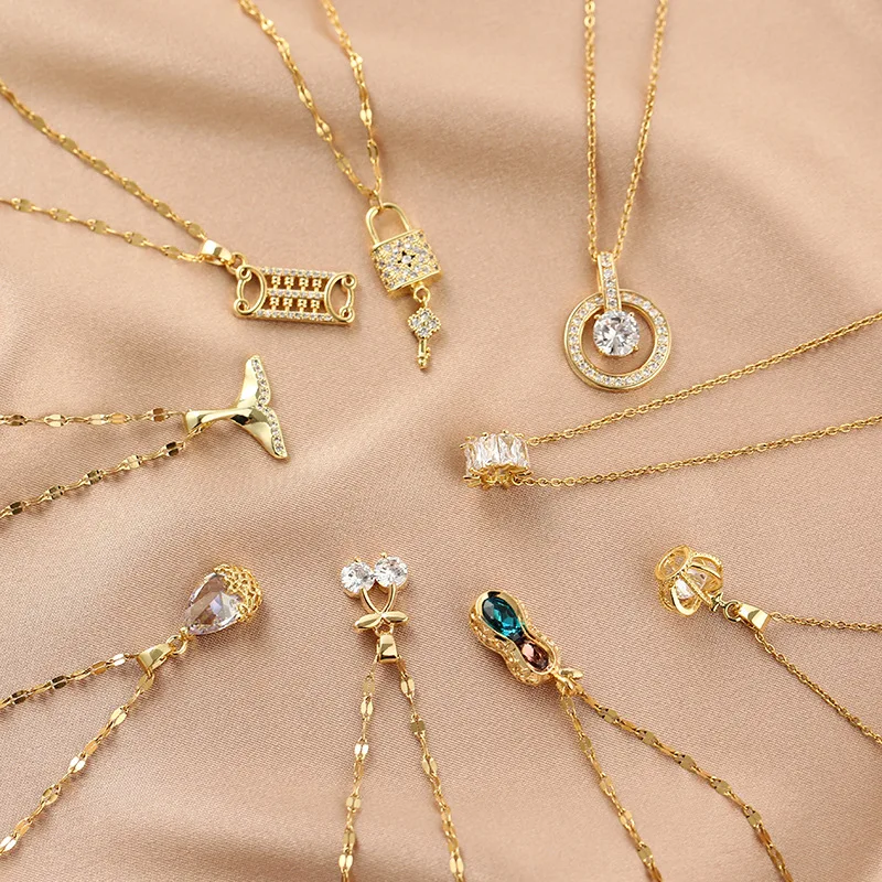 New Fashion Ladies Chic Gold Chain Colorful Rhinestone Fishtail Peanut Cherry Latch Necklaces For Women Bohemian Gold Necklaces
New Fashion Ladies Chic Gold Chain Colorful Rhinestone Fishtail Peanut Cherry Latch Necklaces For Women Bohemian Gold Necklaces