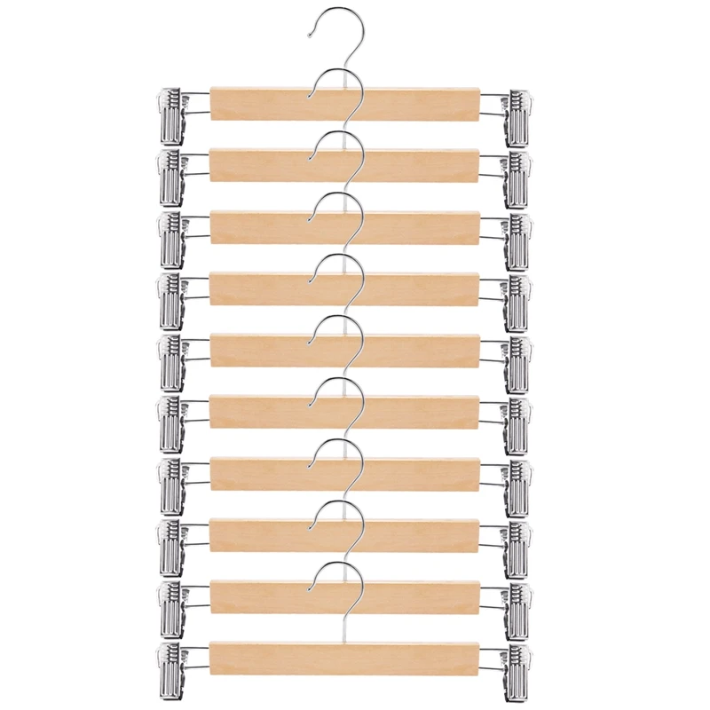 Wooden Skirt Hangers With Adjustable Clips (Pack Of 10) Non-Slip Trouser Hanger Natural Finish Lotus Wood Pants Hangers, 360 Deg
Wooden Skirt Hangers With Adjustable Clips (Pack Of 10) Non-Slip Trouser Hanger Natural Finish Lotus Wood Pants Hangers, 360 Deg