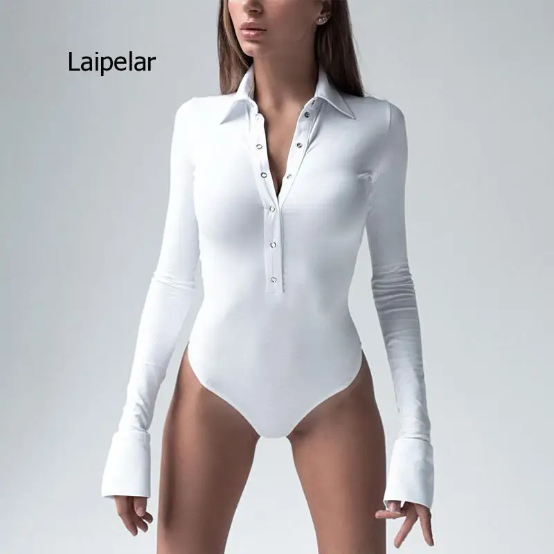 Autumn Winter New Black and White Women's Sexy Button Polo Lapel Long Sleeve Jumpsuit 
Autumn Winter New Black and White Women's Sexy Button Polo Lapel Long Sleeve Jumpsuit