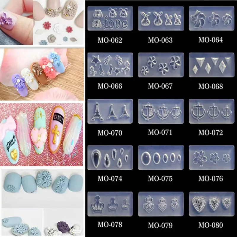 

Nail 3D new carved silicone mold DIY drip mold small fresh relief flower cute animal cartoon nail decoration