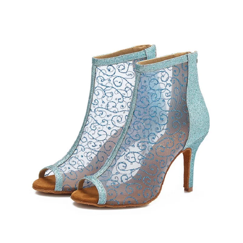 Open Toe Professional Blue Glitter With Mesh For Women Size US 4-12 Heel Height 8.5cm Salsa Latin Dance Shoes
Open Toe Professional Blue Glitter With Mesh For Women Size US 4-12 Heel Height 8.5cm Salsa Latin Dance Shoes