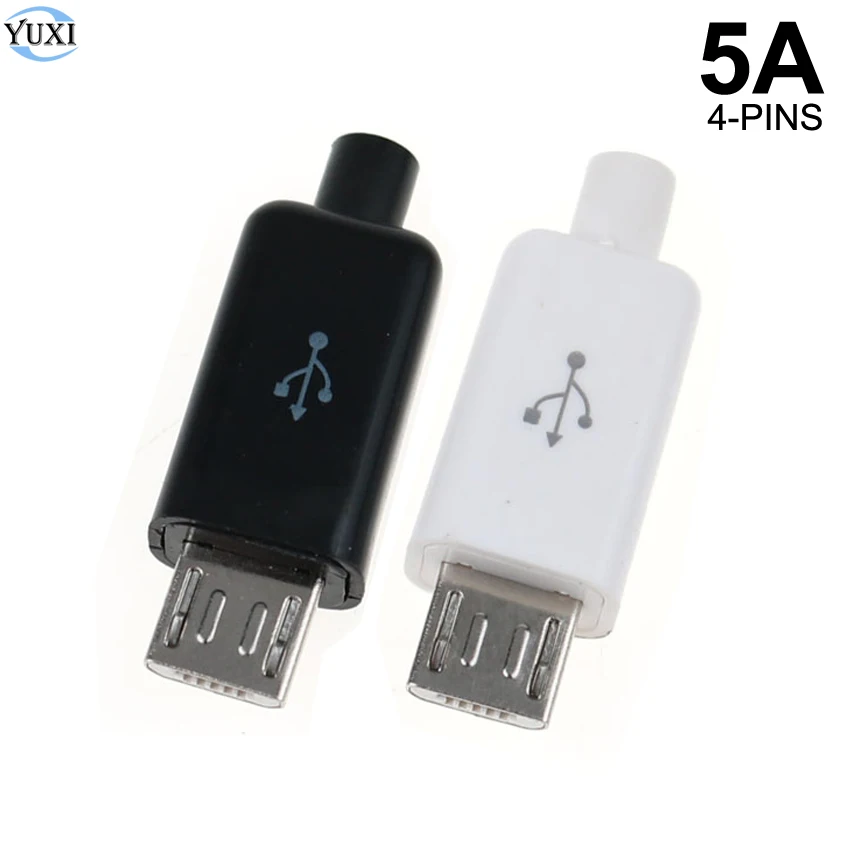 

YuXi 10 шт. Micro USB 4Pin 5A штекер черный/белый сварочные данные OTG линейный интерфейс DIY кабель для передачи данных Аксессуары