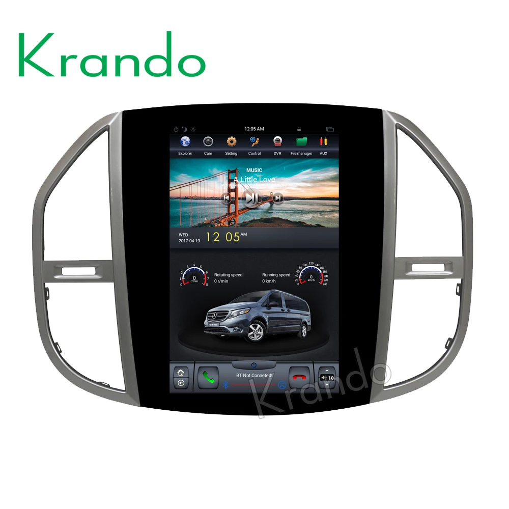 

Автомобильный мультимедийный плеер Krando, на платформе Android 8,1, с вертикальным экраном 12,1 дюйма, 4 Гб ОЗУ, Тесла, радио, GPS, для Benz Vito 2016-2018