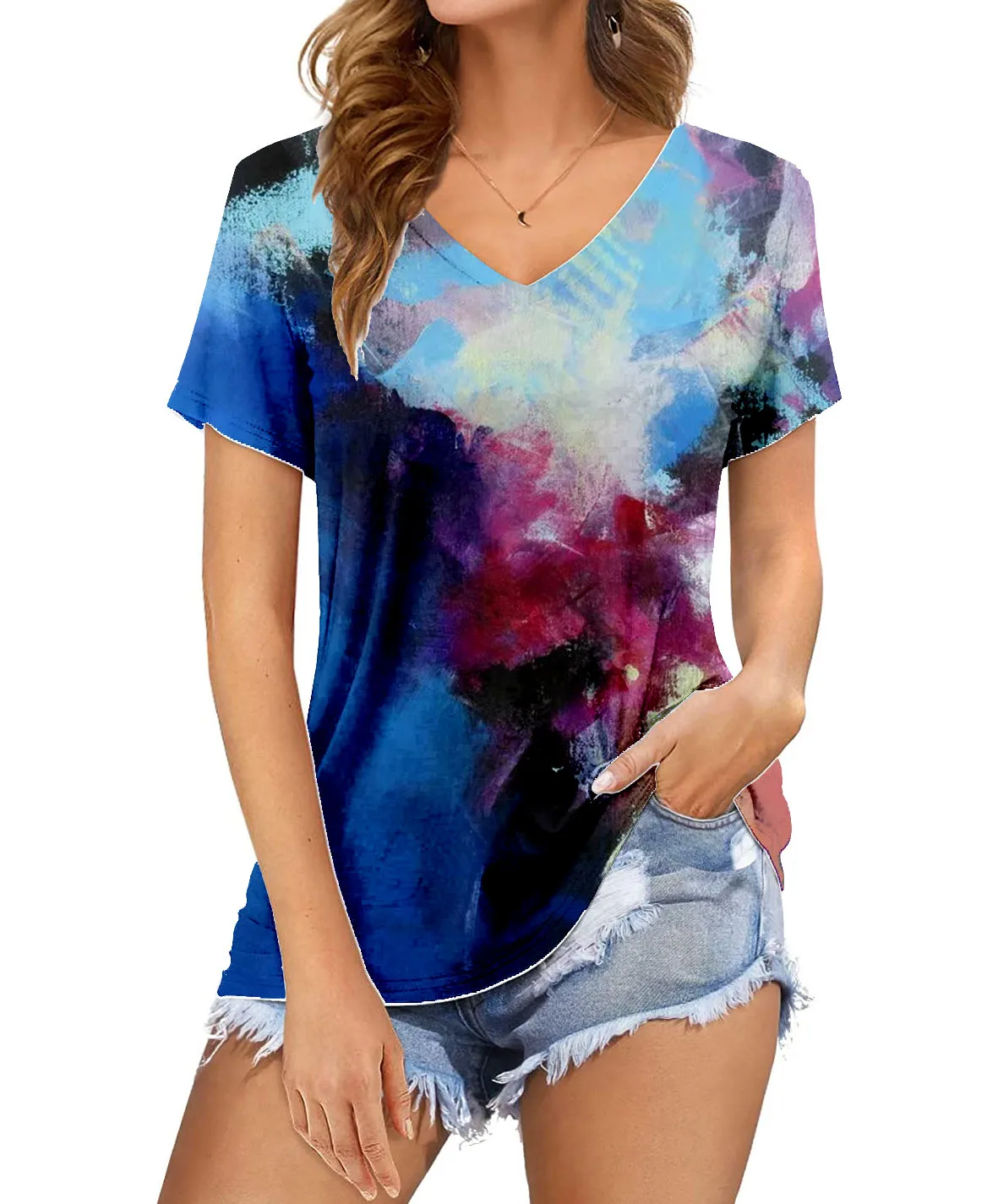 Handpainted scenery 3D Printing V Neck tshirts Woman Top Short Sleeve Loose T-shirt Casual Tee Shirts Female harajuku tops 
Handpainted scenery 3D Printing V Neck tshirts Woman Top Short Sleeve Loose T-shirt Casual Tee Shirts Female harajuku tops