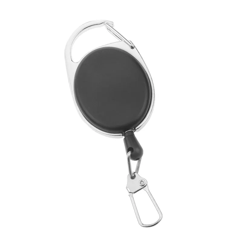 Heavy Duty Retractable Carabiner Badge Tinker Reels 60cm Pull Wire with Key Ring Clip Black | Украшения и аксессуары