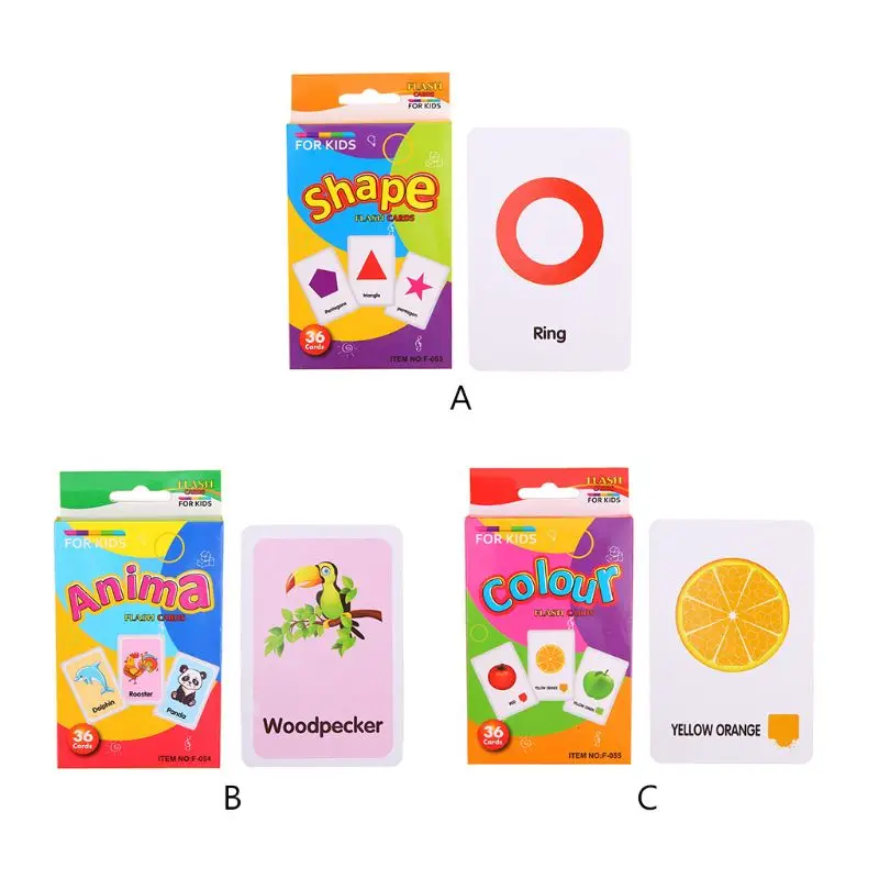 36pcs Children Recognition Shape Animal Color Teaching Card Learning Toy Gifts
36pcs Children Recognition Shape Animal Color Teaching Card Learning Toy Gifts