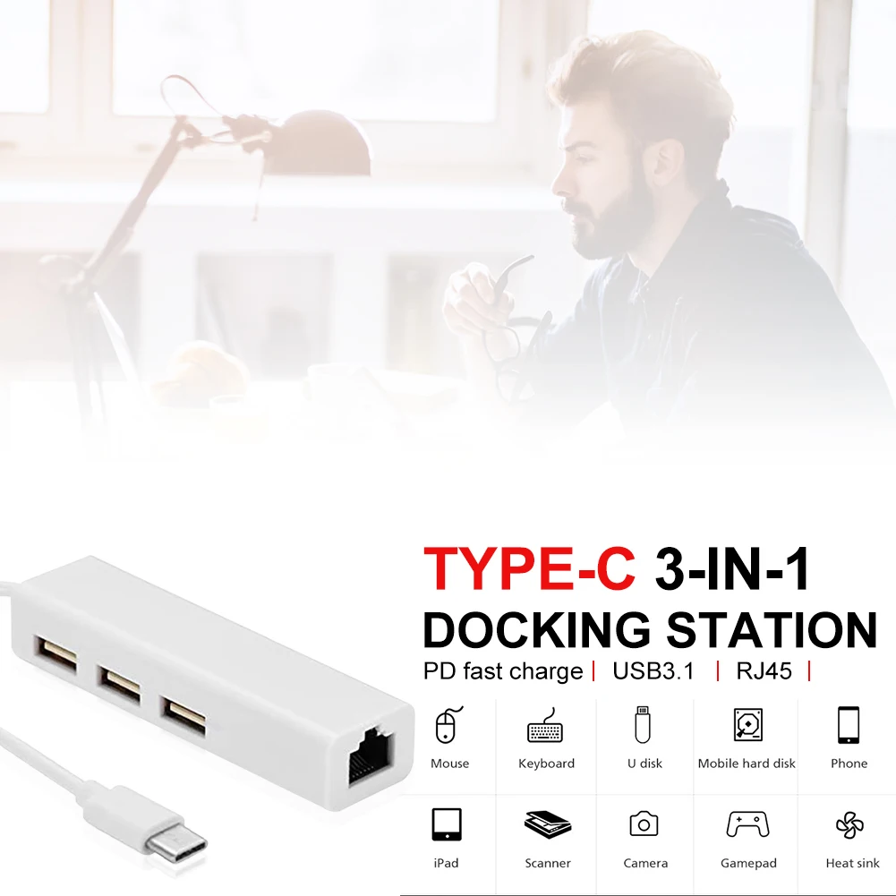 3 in 1 Network Card USB3.1 Type-C to RJ45 + 3 Network Adapterfor Mobile Phones Tablet Computers
3 in 1 Network Card USB3.1 Type-C to RJ45 + 3 Network Adapterfor Mobile Phones Tablet Computers