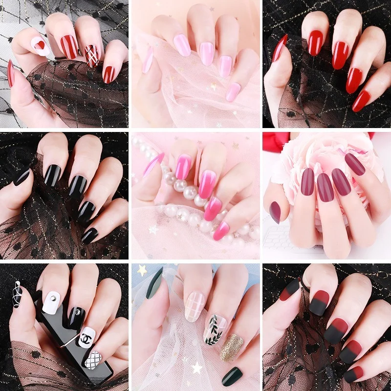24pcs Designs Soild Red Black Pink Candy Color Glitter Gradient False Nail Full Cover Press On Fake Nails Art Tips Set With Glue
24pcs Designs Soild Red Black Pink Candy Color Glitter Gradient False Nail Full Cover Press On Fake Nails Art Tips Set With Glue