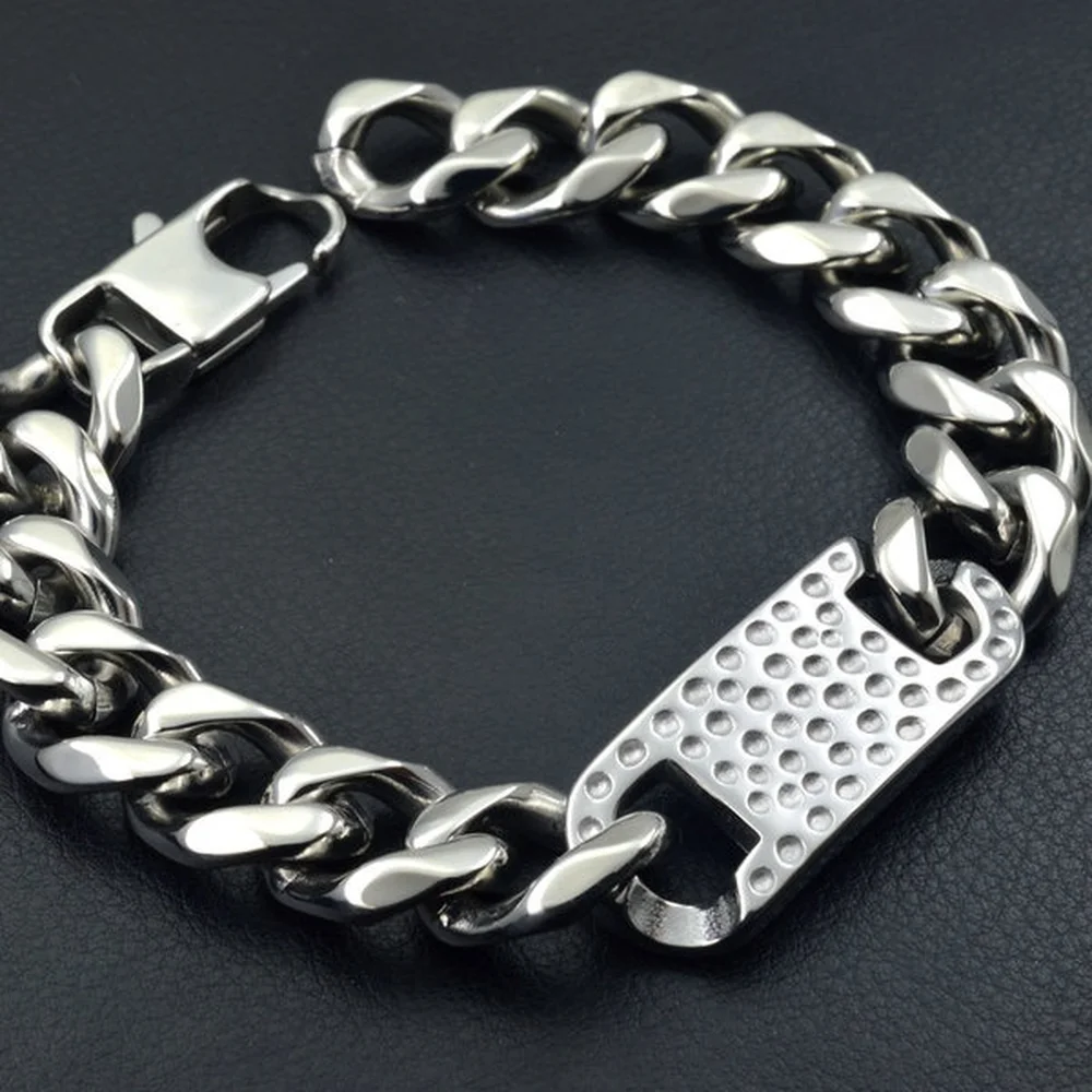 

13mm width chain Mens Boys Stainless Steel bracelet Chain Gift Promotion Jewelry