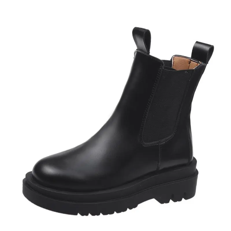 same Korean thick bottom net red Chelsea boots women's chimney middle tube British style boots