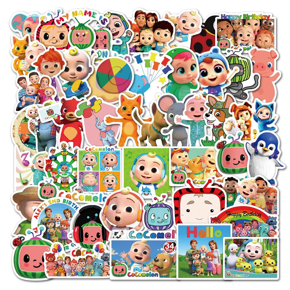 

10/30/50PCS English Enlightenment Nursery Rhymes Cocomelon For Laptop Refrigerator Skateboard Notebook Laptop Toy Sticker