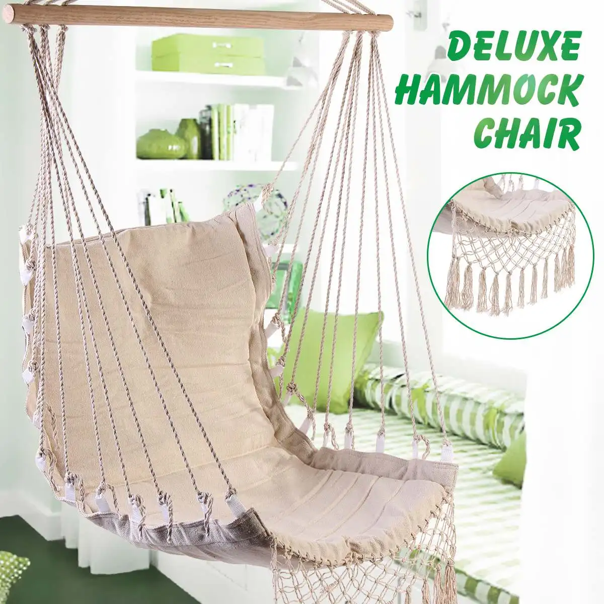 Nordic style Home Garden Hanging Hammock Chair Outdoor Indoor Dormitory Swing Hanging Chair with Wooden Rod
Nordic style Home Garden Hanging Hammock Chair Outdoor Indoor Dormitory Swing Hanging Chair with Wooden Rod