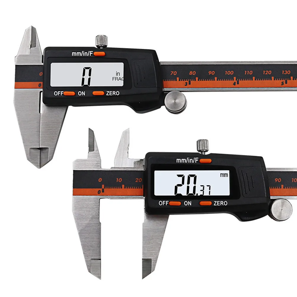LCD Screen Display Digital Caliper 150mm Stainless Steel 6 Inch Fraction /MM Measuring Tool Measuring Instrument Vernier Caliper
LCD Screen Display Digital Caliper 150mm Stainless Steel 6 Inch Fraction /MM Measuring Tool Measuring Instrument Vernier Caliper