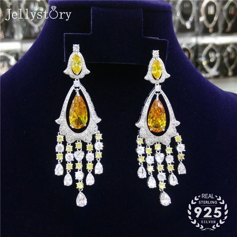 Jellystory Vintage 925 sterling silver jewelry earring with water drop shape citrine long tassle charm earring for women wedding
Jellystory Vintage 925 sterling silver jewelry earring with water drop shape citrine long tassle charm earring for women wedding