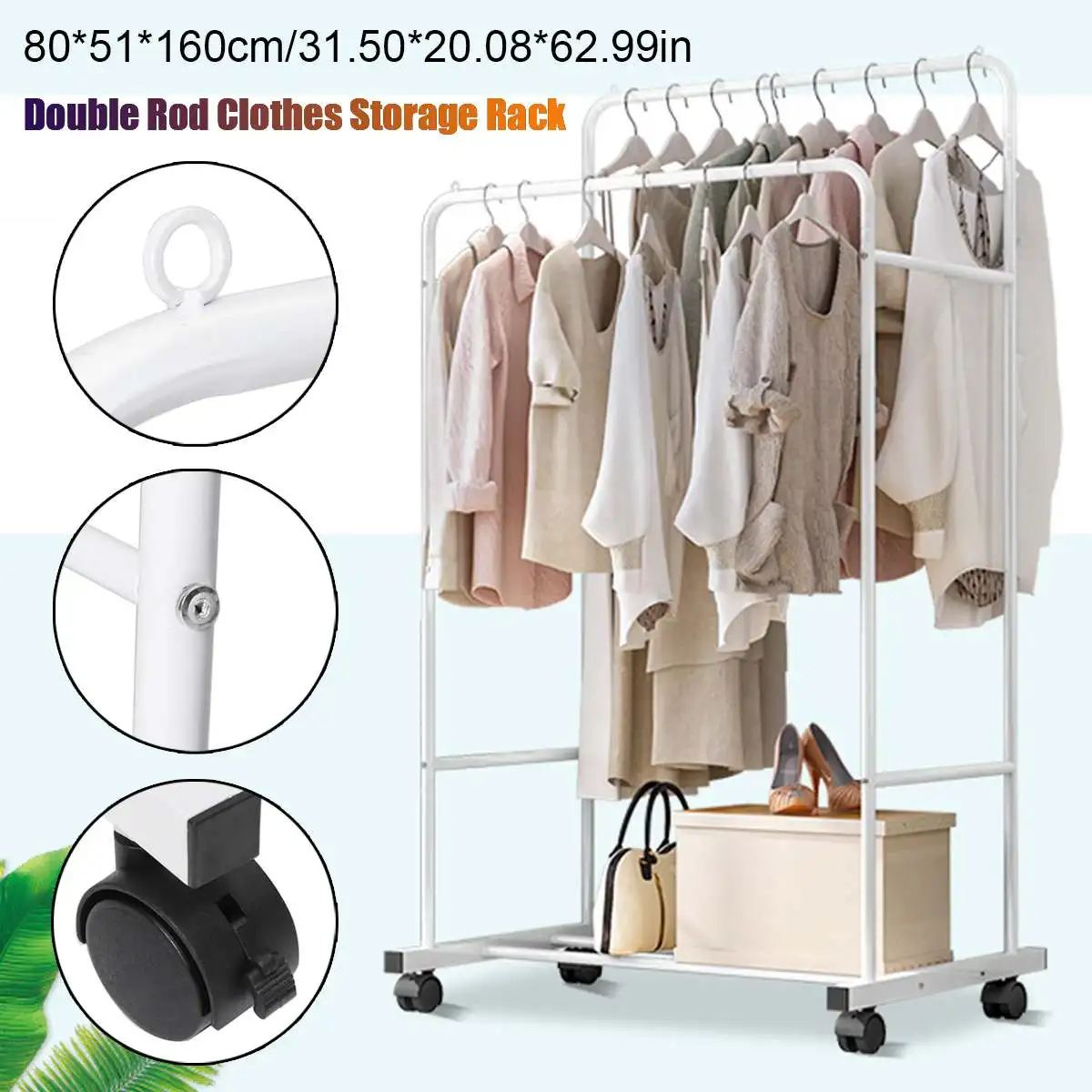 Double Rod Clothes Hanger Coat Rack Floor Hanger Storage Wardrobe Clothing Drying Racks Reinforced Coat Rack+universal wheel
Double Rod Clothes Hanger Coat Rack Floor Hanger Storage Wardrobe Clothing Drying Racks Reinforced Coat Rack+universal wheel
