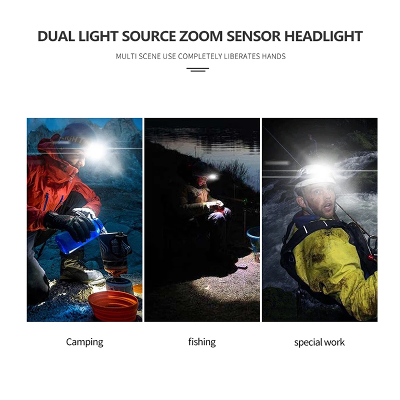 20000Lm Led Headlamp Body Motion Sensor Head lamp light Zoomable Headlight USB Head Lamp Torch Flashlight for Fishing Hunting
20000Lm Led Headlamp Body Motion Sensor Head lamp light Zoomable Headlight USB Head Lamp Torch Flashlight for Fishing Hunting