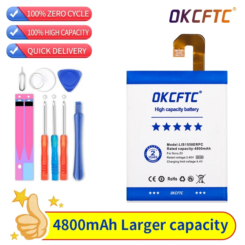 OKCFTC Original Replacement Battery LIS1558ERPC For SONY Xperia Z3 L55T L55U D6653 D6633 D6603 Authentic Phone Battery 4800mAh
OKCFTC Original Replacement Battery LIS1558ERPC For SONY Xperia Z3 L55T L55U D6653 D6633 D6603 Authentic Phone Battery 4800mAh