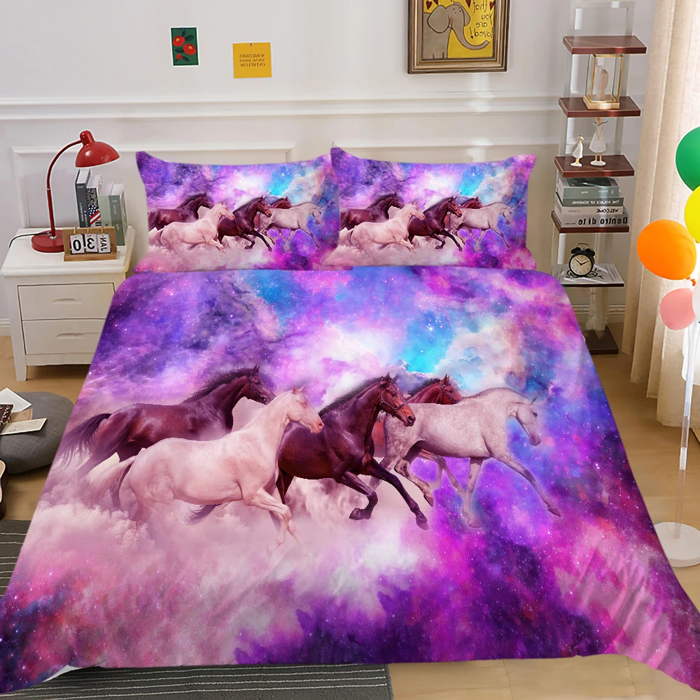 

Galaxy Animals Bedding Set Bedroom Decor Boys Kids Girls Teens Gift Duvet Comforter Cover 2/3 Pieces Bedspread with Pillowcases