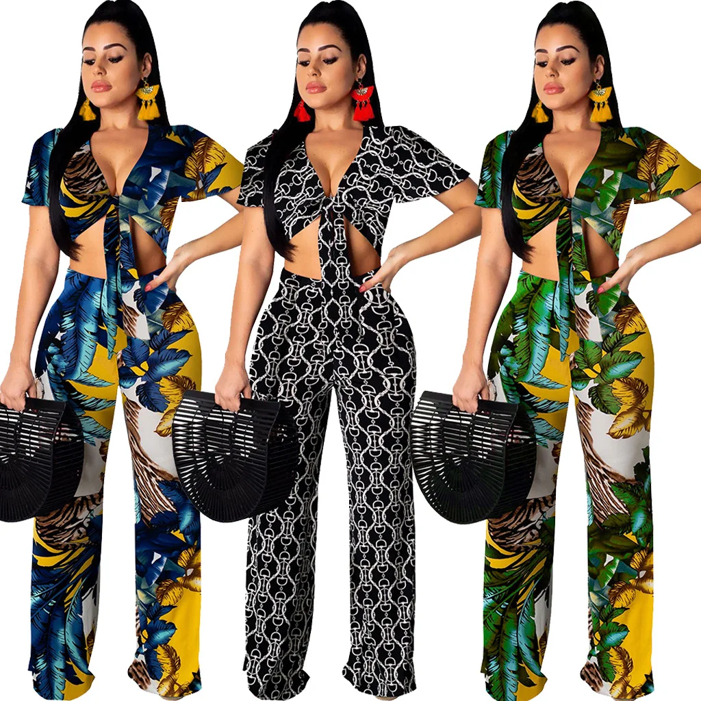Two Piece Sets Wholesale Items Personality Short Sleeves V-collar Lace Up Style Elegant Fashion Digital Printing Women Clothing
Two Piece Sets Wholesale Items Personality Short Sleeves V-collar Lace Up Style Elegant Fashion Digital Printing Women Clothing
