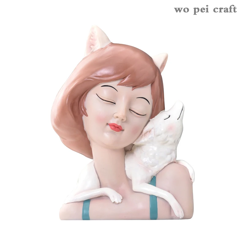 Girl and Animal Sculpture Ornaments Desk Decor Lovely Portrait Resin Bust Figurines Modern Crafts Statue Girly Room Decoration
Girl and Animal Sculpture Ornaments Desk Decor Lovely Portrait Resin Bust Figurines Modern Crafts Statue Girly Room Decoration