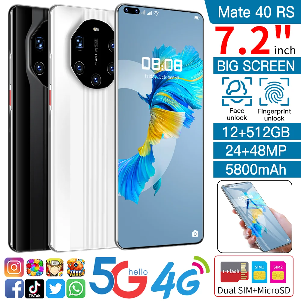 Global Version Mate40 RS 7.2InchesLarge Memory,FacialRecognition Fingerprint UnlockingSmartphone Android 10.0 Ultra HighQuality
Global Version Mate40 RS 7.2InchesLarge Memory,FacialRecognition Fingerprint UnlockingSmartphone Android 10.0 Ultra HighQuality