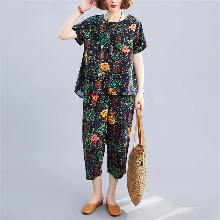 Summer 2 Piece Set For Women Casual Outfit Plus Size 4XL 5XL Flower Printed Two Piece Sets T Shirt And pant Tracksuit 2021
Summer 2 Piece Set For Women Casual Outfit Plus Size 4XL 5XL Flower Printed Two Piece Sets T Shirt And pant Tracksuit 2021