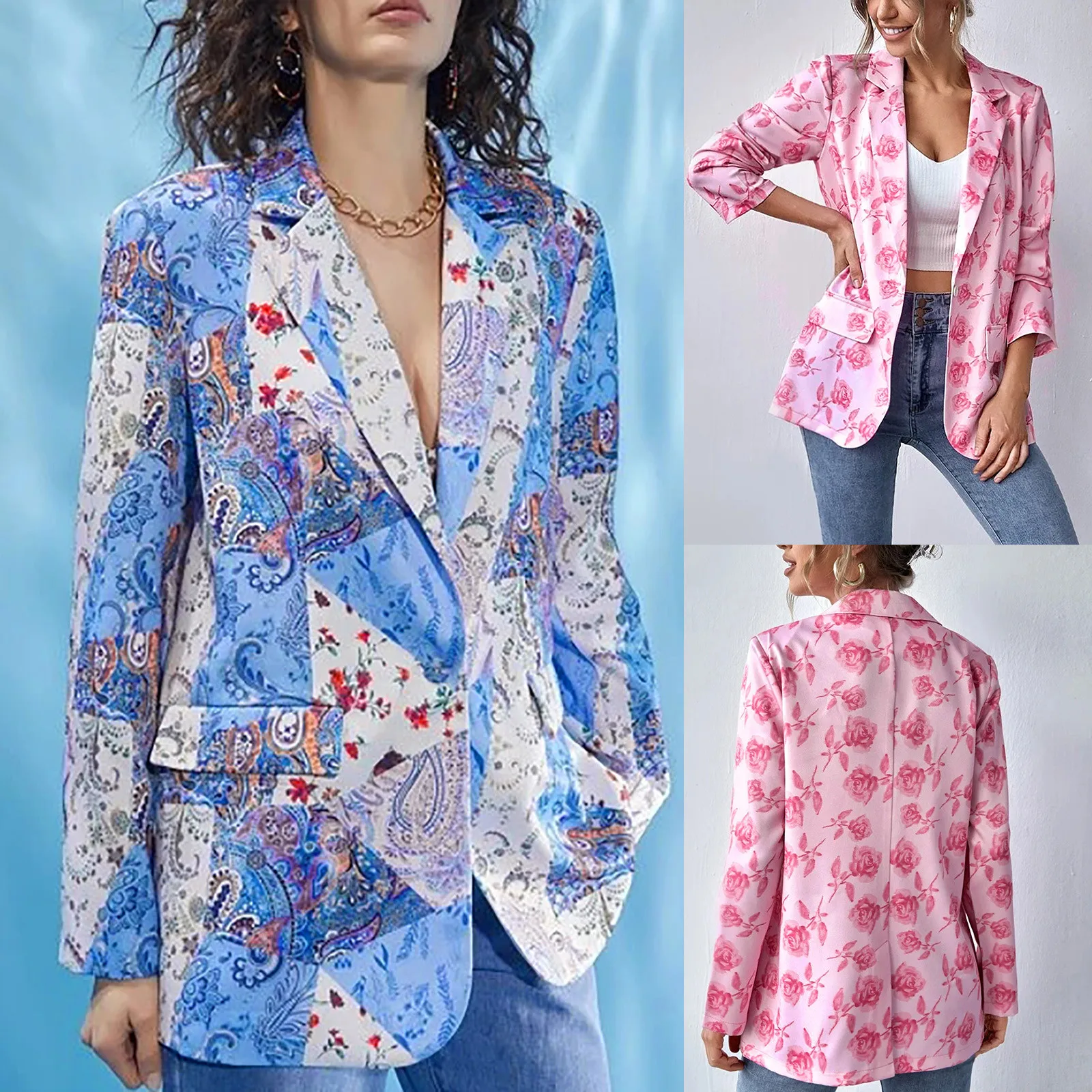Women's Blazer Casual Flowers Print Single Button Small Cardigan Wthout Pocket Coat blazer femenino пиджак женский
Women's Blazer Casual Flowers Print Single Button Small Cardigan Wthout Pocket Coat blazer femenino пиджак женский