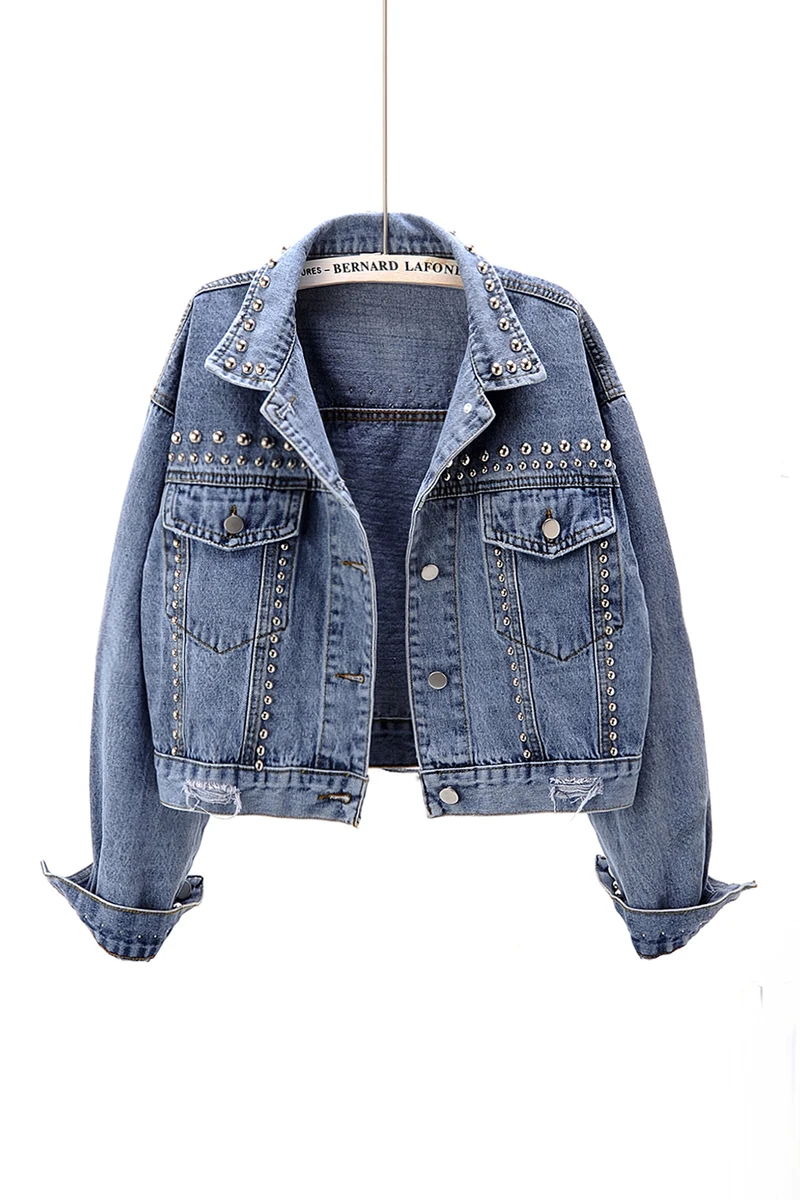 Spring 2021 New Autumn Fashion Casual Beading Rivet Jeans Jacket Women Long Sleeve Bomber Jackets Short Denim Jacket Coat Female
Spring 2021 New Autumn Fashion Casual Beading Rivet Jeans Jacket Women Long Sleeve Bomber Jackets Short Denim Jacket Coat Female