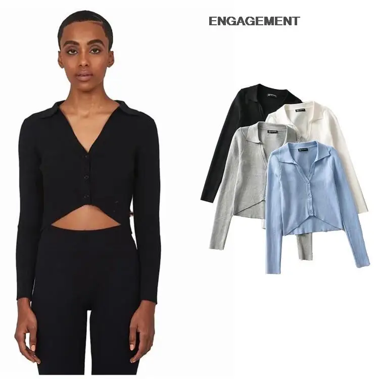 ENGAGEMENT za 2021 female Autumn all-match fashion lapel sweater women hem design knitted cardigan 
ENGAGEMENT za 2021 female Autumn all-match fashion lapel sweater women hem design knitted cardigan