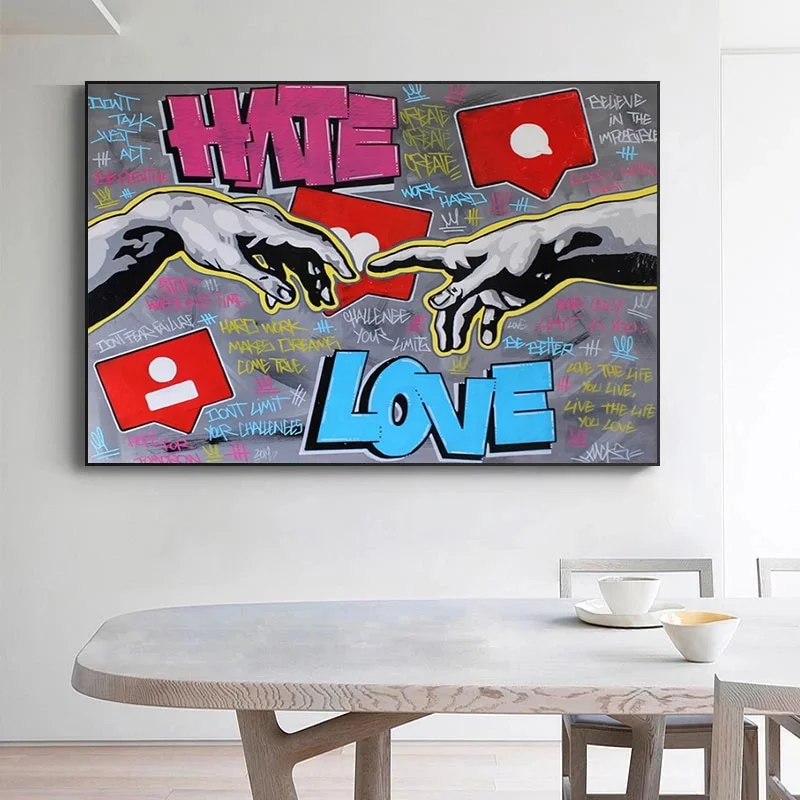 Граффити «Hate and Love Hand with Hand Hoom», декоративная живопись, холст, художественные плакаты и принты, Настенная картина для украшения гостиной
Граффити «Hate and Love Hand with Hand Hoom», декоративная живопись, холст, художественные плакаты и принты, Настенная картина для украшения гостиной