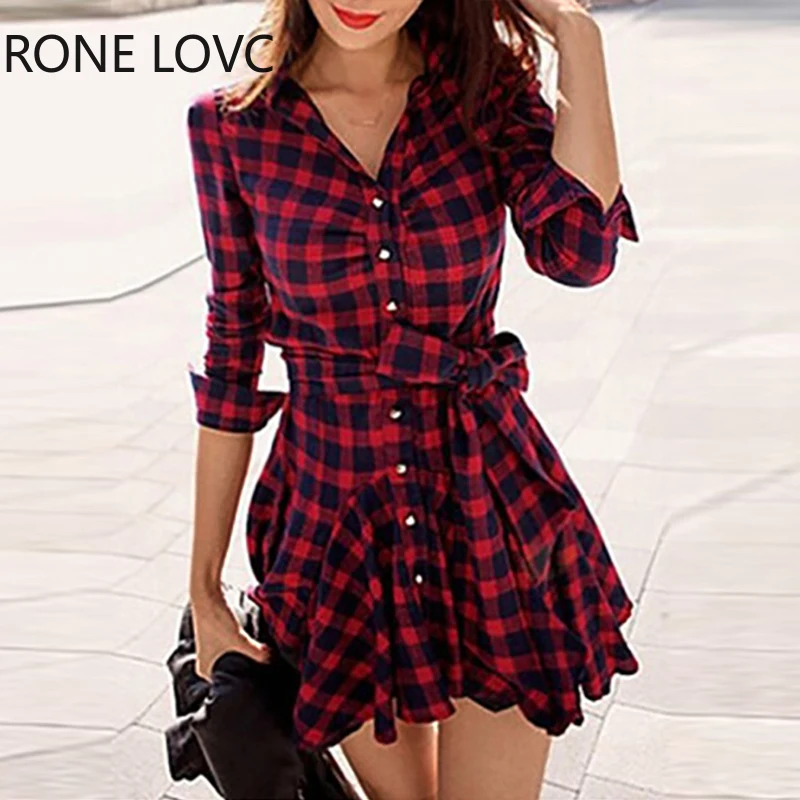 Женское клетчатое платье-рубашка с оборками на Подоле и пуговицами спереди, элегантное модное Повседневное платье
Женское клетчатое платье-рубашка с оборками на Подоле и пуговицами спереди, элегантное модное Повседневное платье