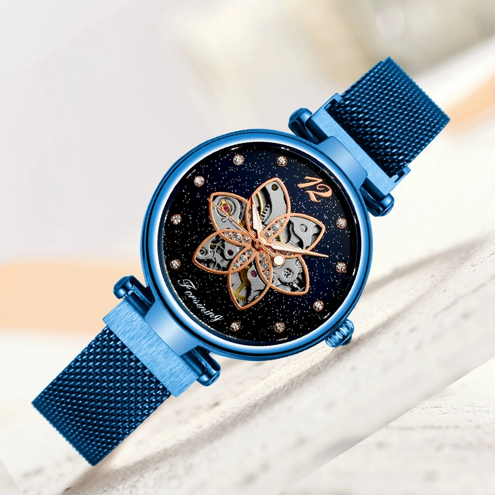 Casual FORSINING Women's Watch Pearl Shape Skeleton Bule Auto Mechanical Magnet Buckle Wristwatch with Gift Box
Casual FORSINING Women's Watch Pearl Shape Skeleton Bule Auto Mechanical Magnet Buckle Wristwatch with Gift Box