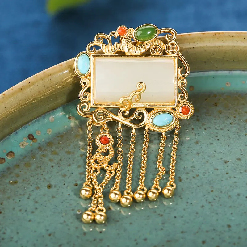925 Sterling Silver Hetian Jade Tassel Gold Plated Pendant Fine Jewelry Women Royal Style Necklace Pendant Without Chain Gifts
925 Sterling Silver Hetian Jade Tassel Gold Plated Pendant Fine Jewelry Women Royal Style Necklace Pendant Without Chain Gifts