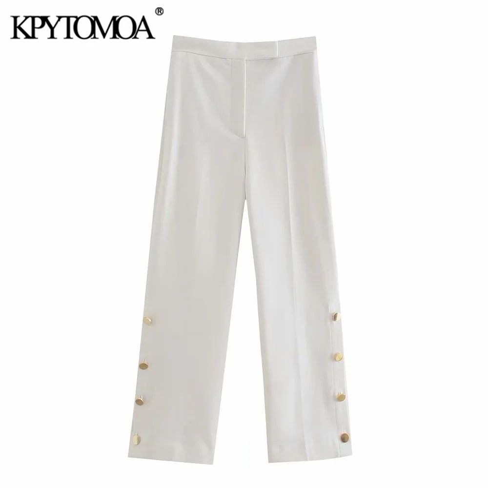 KPYTOMOA Women Fashion With Buttons Front Pockets Flare Pants Vintage High Waist Zipper Fly Female Ankle Trousers Mujer
KPYTOMOA Women Fashion With Buttons Front Pockets Flare Pants Vintage High Waist Zipper Fly Female Ankle Trousers Mujer