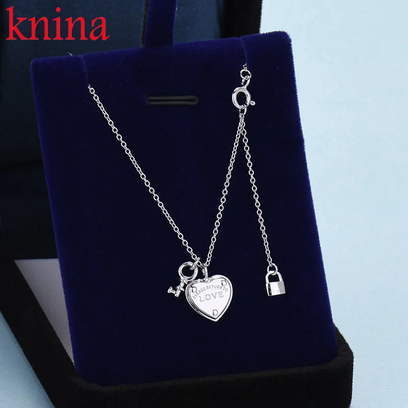 925 sterling silver ms TIF heart-shaped necklace fashion charm key locks collarbone chain pendant holiday party love gift
925 sterling silver ms TIF heart-shaped necklace fashion charm key locks collarbone chain pendant holiday party love gift