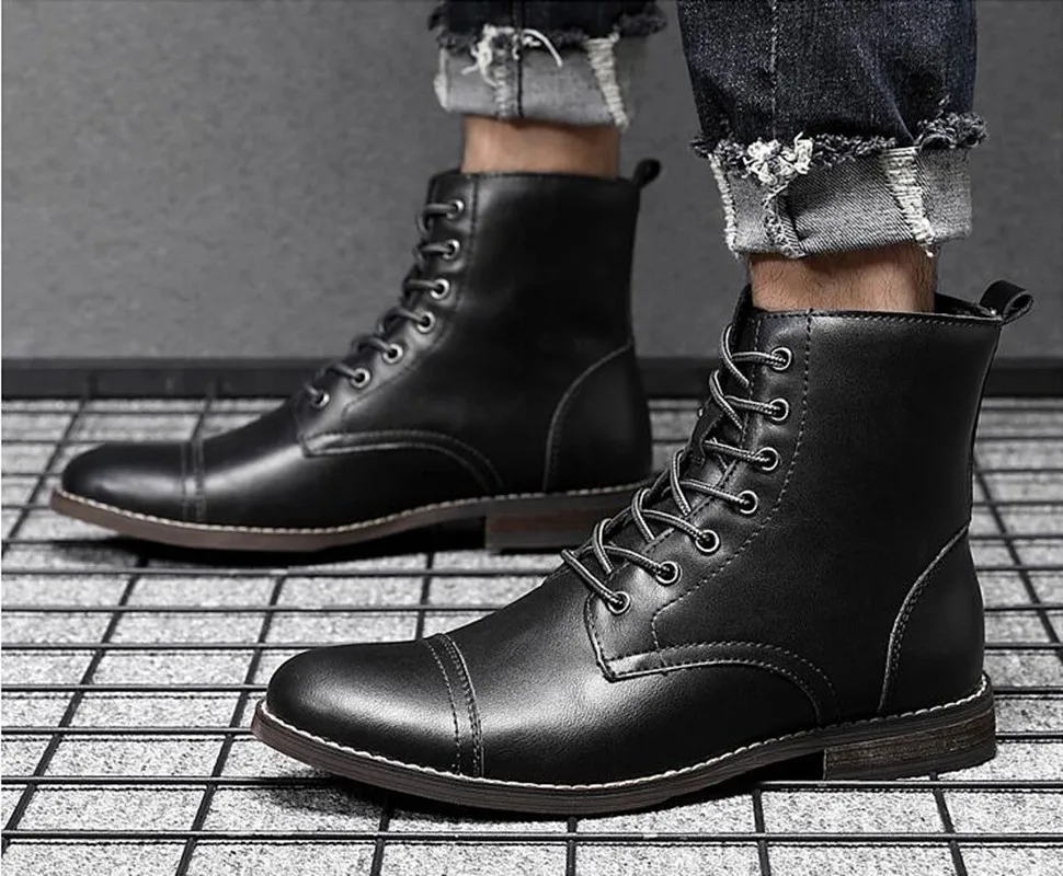 Мужские кожаные ботинки в британском стиле, темно-синие брендовые ботинки до щиколотки, размер 38-48, обувь для осени и зимы, 2019
Мужские кожаные ботинки в британском стиле, темно-синие брендовые ботинки до щиколотки, размер 38-48, обувь для осени и зимы, 2019