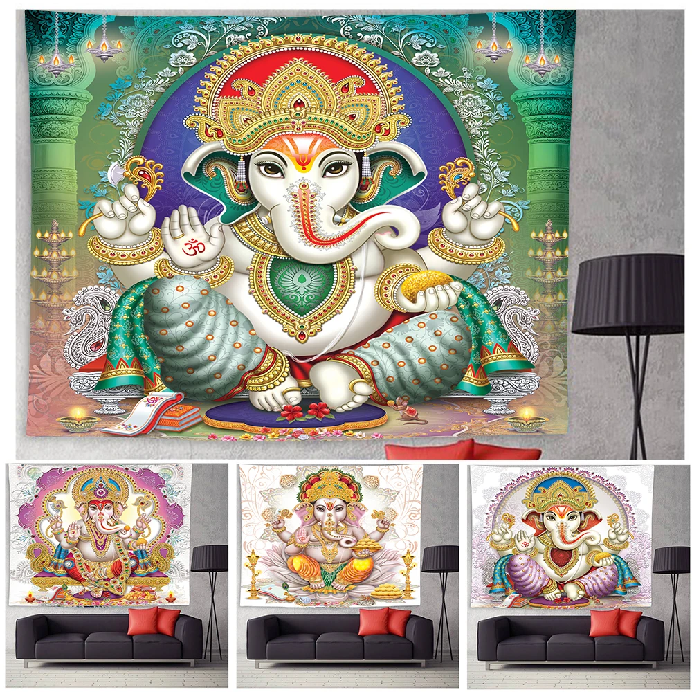 

Elephant Indian Mandala Tapestries Multiple Sizes Wall Hanging Ganesha Tapestry Walls Decor Polyester Fabric Home Decor