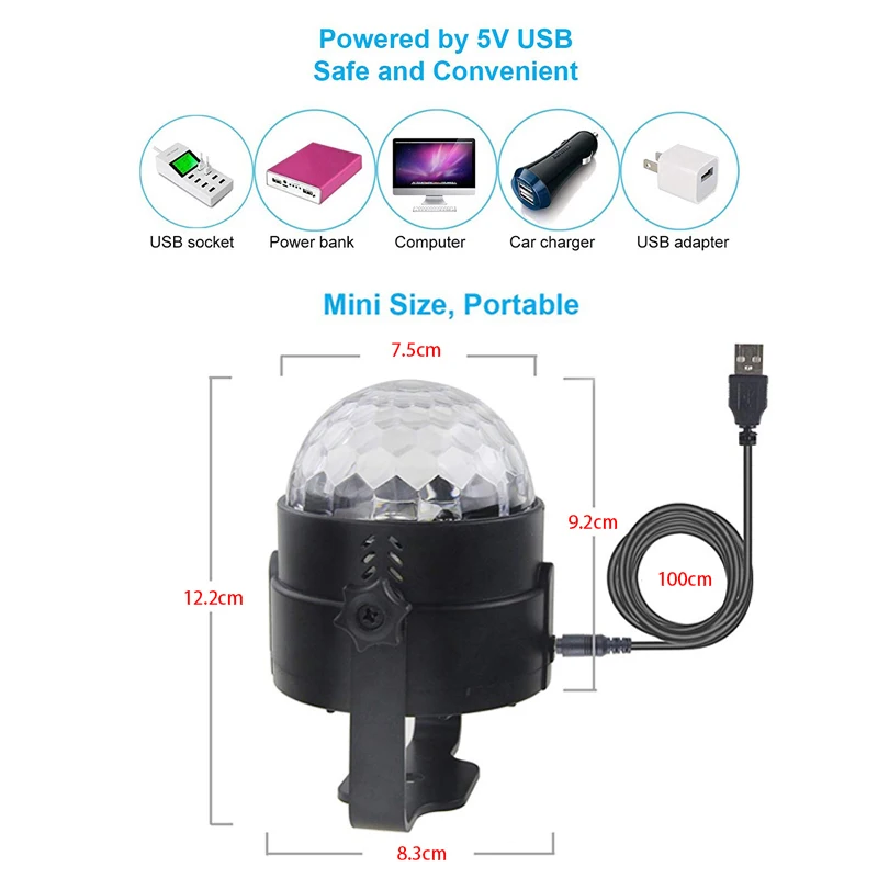 USB DC 5V звуковой активированный сценический свет красочный Эффект диско