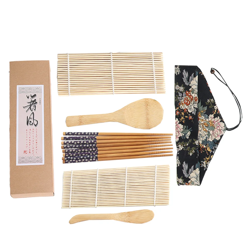 7Pcs Sushi Set Sushi Maker Rolling Mat Nigiri Dishes Rice Spoon Bamboo Sticks To Make Your Own Gift for Beginners 
7Pcs Sushi Set Sushi Maker Rolling Mat Nigiri Dishes Rice Spoon Bamboo Sticks To Make Your Own Gift for Beginners