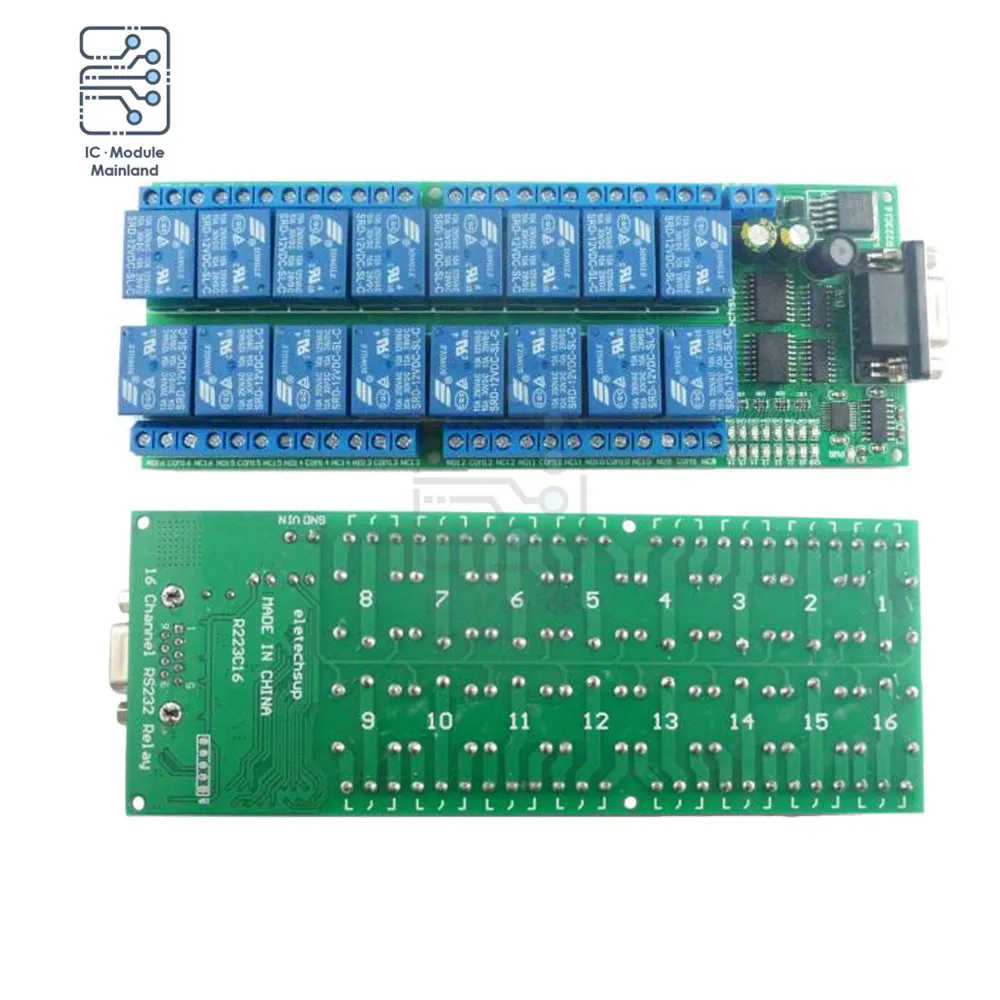 

DC 12V R223C16 16-Channel Relay Module DB9 PC Com UART Female Interface Serial Port Remote Control Switch RS232 Delay Relay