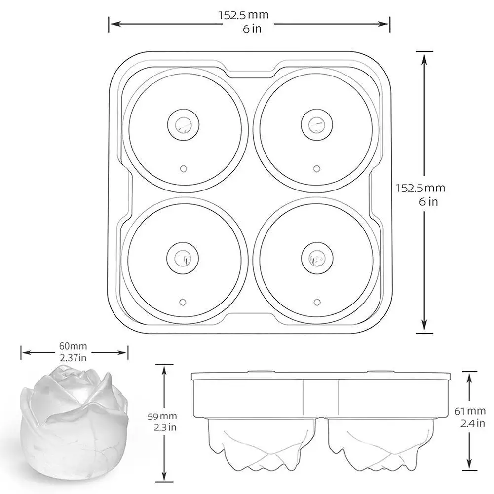 4 Grids Ice Cube Tray 3d Rose Shape Silicone Ice Cube Ice Creative Reusable Tray Bar Ball Icecream Party Whiskey Mold Mold J7K6
4 Grids Ice Cube Tray 3d Rose Shape Silicone Ice Cube Ice Creative Reusable Tray Bar Ball Icecream Party Whiskey Mold Mold J7K6