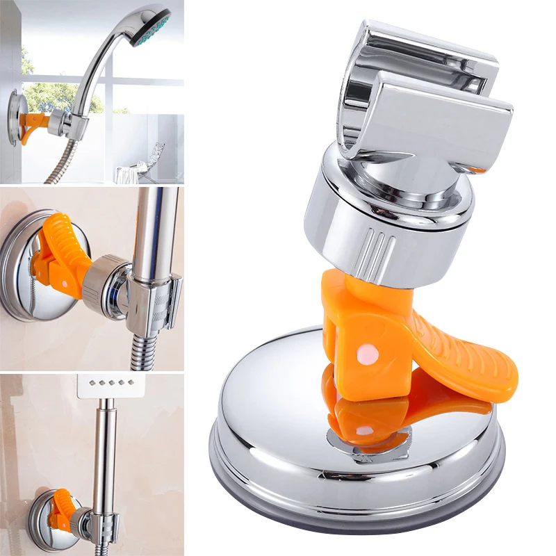 

Shower Head Handset Holder Chrome Bathroom Wall Mount Adjustable Suction Bracket Beautifully Polished Brand New ABS