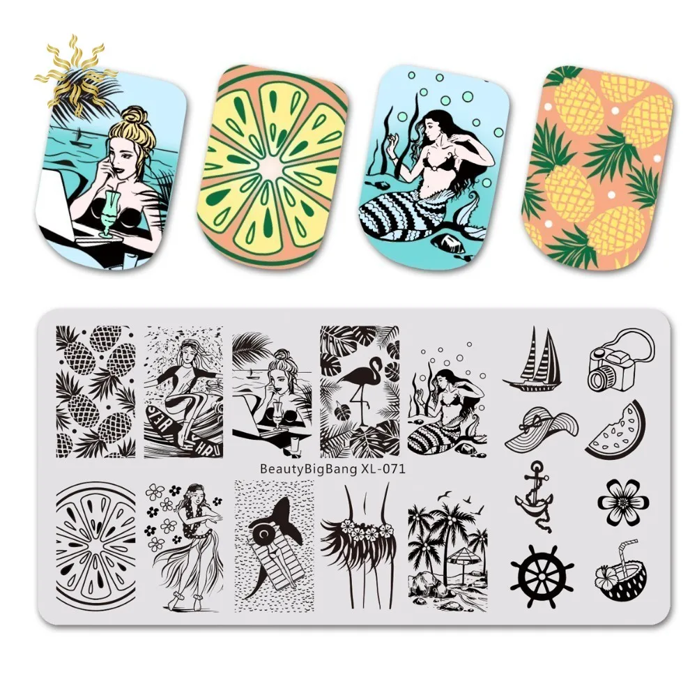 Beautybigbang Nail Stamping Plates Stainless Steel Summer Mermaid Pineapple Flamingo Lemon Image Stamping Stencil for Nail Art
Beautybigbang Nail Stamping Plates Stainless Steel Summer Mermaid Pineapple Flamingo Lemon Image Stamping Stencil for Nail Art