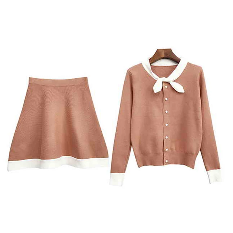 PERHAPS U Orange Black Apricot White Patchwork Full Sleeve Women Bow Pearls Button Mini Skirt Knitted Two Pieces Set T0063
PERHAPS U Orange Black Apricot White Patchwork Full Sleeve Women Bow Pearls Button Mini Skirt Knitted Two Pieces Set T0063