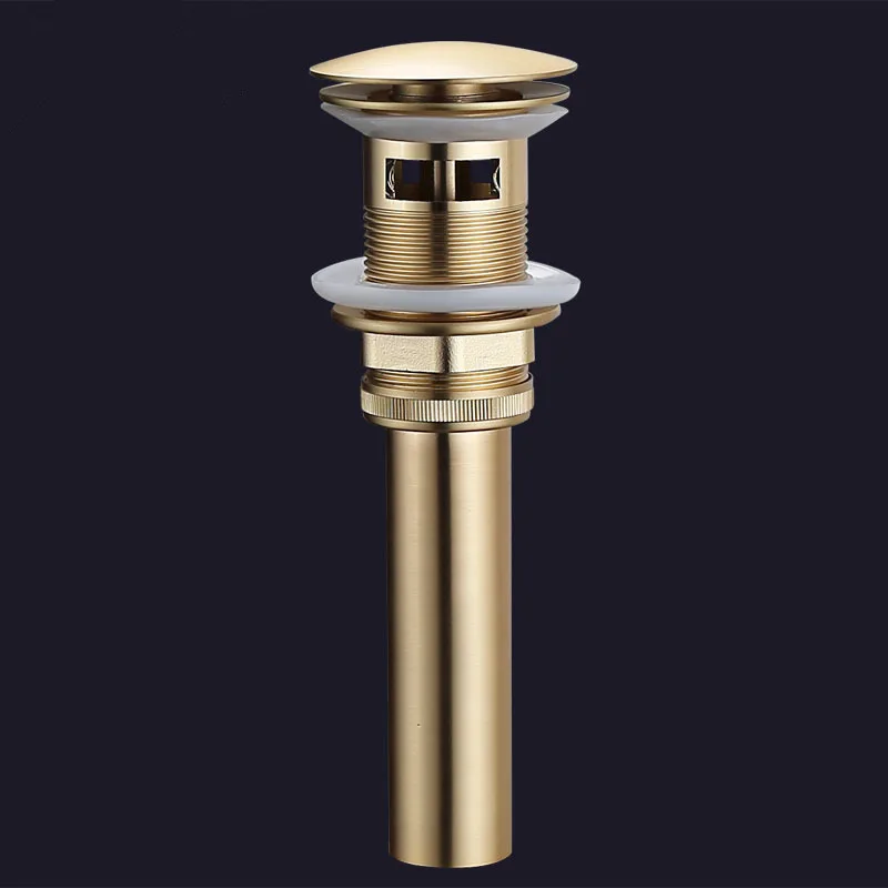 

Pop up Drain for Bathroom Sink Vessel Vanity, Brushed Gold Solid Brass Assembly Replacement Kits Stopper, Flip Top, Overflow