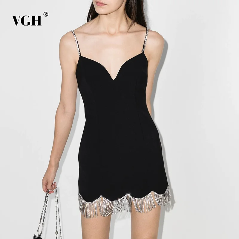 VGH Black Patchwork Diamond Party Dress For Women Square Collar Sleeveless High Waist Sexy Slim Dresses Female Fashion New Style
VGH Black Patchwork Diamond Party Dress For Women Square Collar Sleeveless High Waist Sexy Slim Dresses Female Fashion New Style