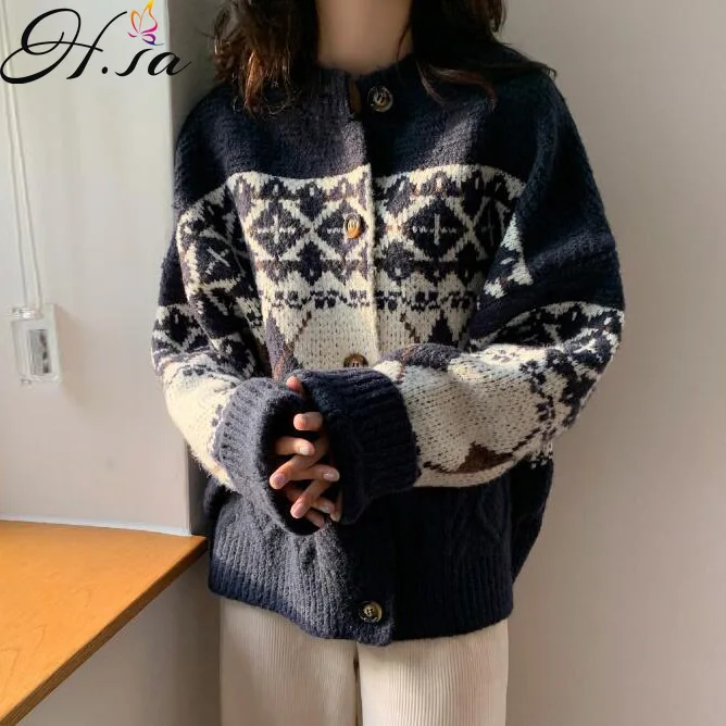 H.sa Sweater Coat for Women Loose Retro Style 2021 Autumn New Korean Style Versatile Knitted Cardigan Chinese Style Outerwear
H.sa Sweater Coat for Women Loose Retro Style 2021 Autumn New Korean Style Versatile Knitted Cardigan Chinese Style Outerwear