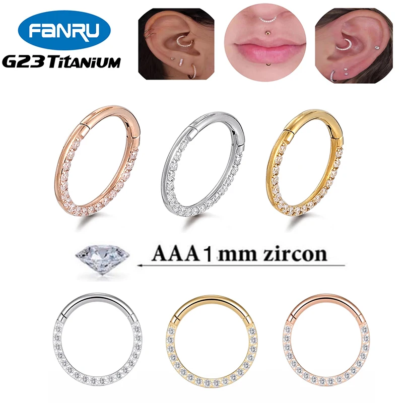 G23 Titanium Piercing Nose Ring Septum Zircon Helix Daith Clicker Hinged Tragus Cartilage Earrings Piercing Body Jewelry 16G
G23 Titanium Piercing Nose Ring Septum Zircon Helix Daith Clicker Hinged Tragus Cartilage Earrings Piercing Body Jewelry 16G