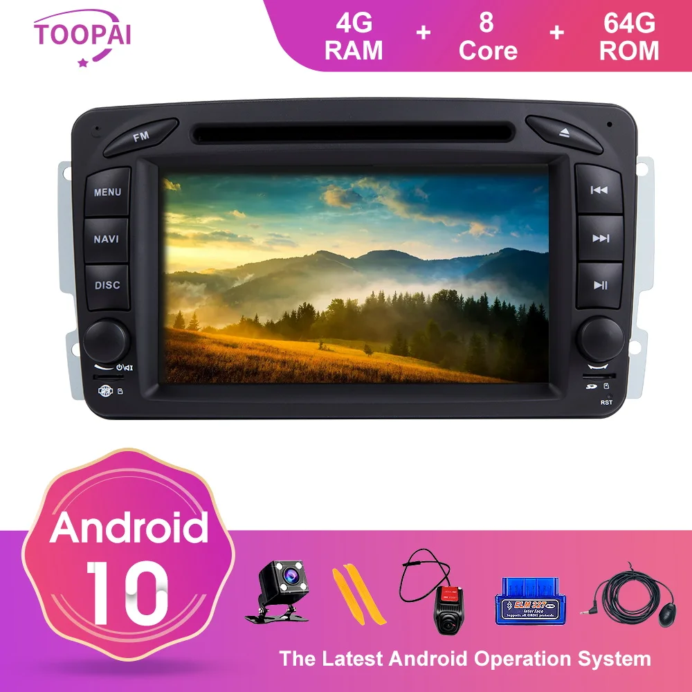 TOOPAI Android 10 для Mercedes Benz CLK W209 Vito W639 Viano A W168 C W203 G Class W463 1998 2005 мультимедийный плеер