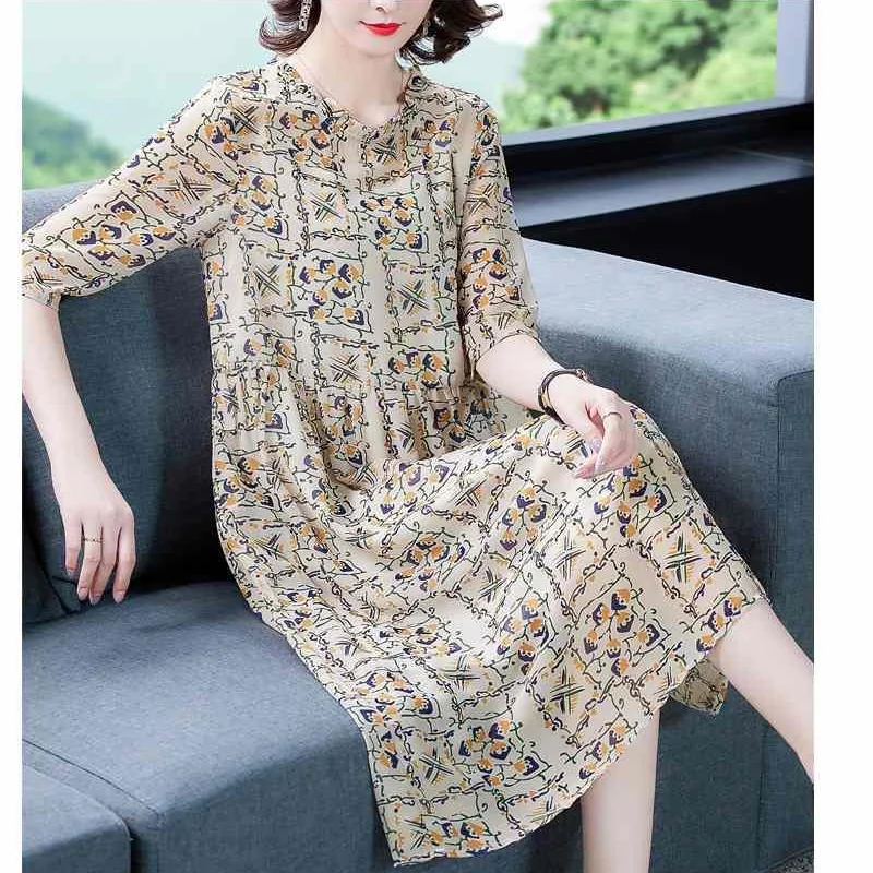 2021 Summer New Women Elegant Fashion Loose Faux Silk Printing Floral Dress Half Sleeve O-neck Mid-calf Dresses Vestidos Y21
2021 Summer New Women Elegant Fashion Loose Faux Silk Printing Floral Dress Half Sleeve O-neck Mid-calf Dresses Vestidos Y21